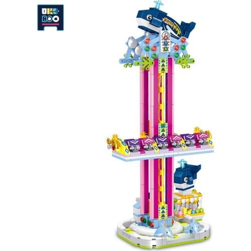 UKBOO Outdoor Playground Drop Tower Mini City Game Model Building Blocks Micro Street View Architecture Bricks Toys For Children