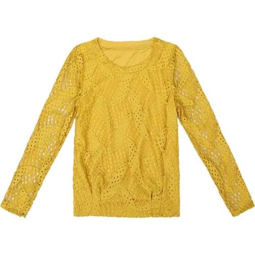 Spring Autumn Lace Blouse Long Sleeve Fashion Women Shirts Crochet Blusas Casual Camisas Mujer Plus Size Ladies Tops DD2384