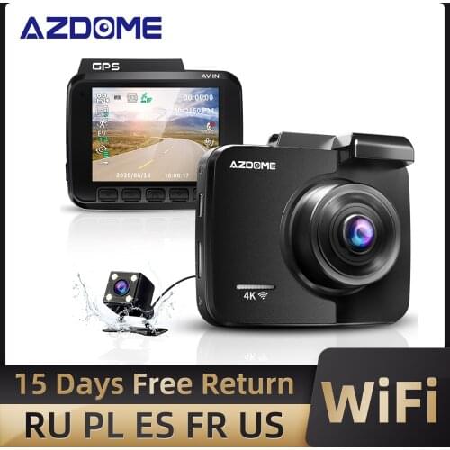 AZDOME GS63H Dashcam Dual Lens 4K Car Camera Built-In GPS Wi-Fi Front and Rear Dash Cam G-Sensor Motion Detection