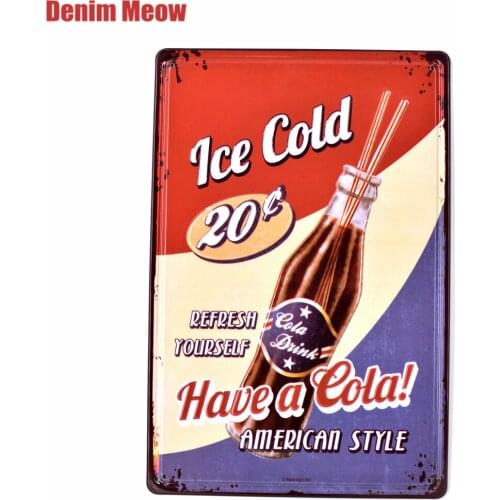 ICE COLD Vintage Embossed Metal Tin Signs Bar Pub Cafe Decorative Plates Advertising Sign COLA Wall Stickers Iron Painting SS8