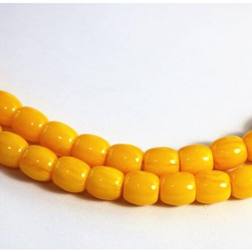 Gold yellow resin beeswax New fashion charming 9X9mm 10X10mm 12X12mm Barrel loose beads 15 inches B53
