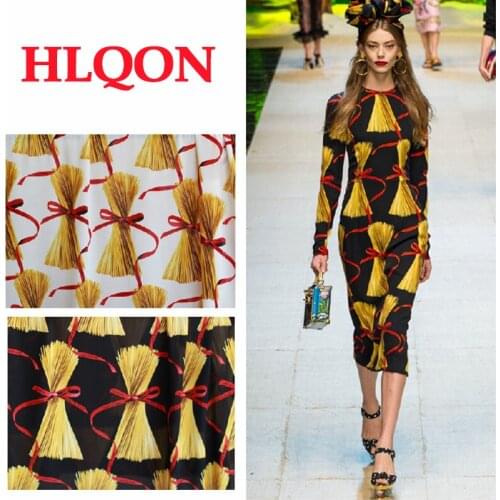 High quality polyester yellow ear of wheat jacquard red fabric for tissue patchwork sewing DIY dress women clothing by 100x150cm