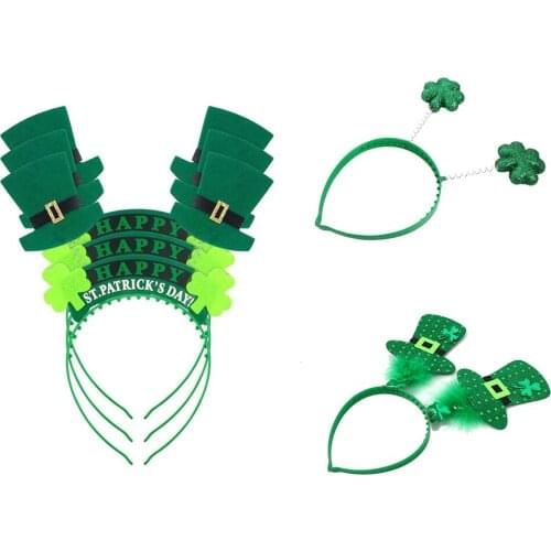 Green St Patricks Day Irish Shamrock Hat Headband Bopper Hair Accessory Gift 6pcs