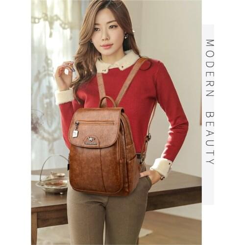 Female Shoulder Bags Casual Travel Ladies Bagpack School Bags 5 Color Women Soft Leather Backpacks Vintage