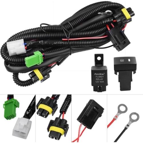 12V 40A Fog Light Wiring Harness Wiring Sockets Switch Kit With H11 LED Work Light High Quality Universal Relay Auto Accessories