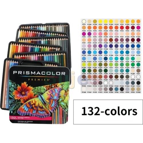 132 Colors Sanford Prismacolor Premier Colored Pencil,Soft Core Sketching Pencil,Artist Tin Box,Art Supplies,Drawing Pencil
