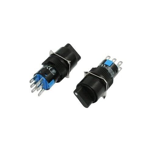 2PCS Round 2NO 2NC DPDT Rotary Selector Push Button Switch AC 250V 5A LA16-11X2 AB6Y-M 16mm