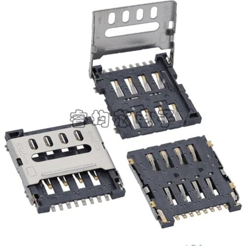 20PCS/Lot Micro SIM Card Holder Socket Connector 8P/8Pin Clamshell-Type For Memory