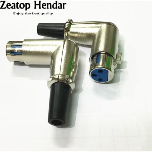 4Pcs Right Angle 90 Degree 3Pin XLR Female Plug Connector Microphone MIC Adapter for Speaker Cables