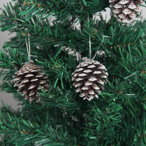 6PCS Pine Cone Christmas Tree Decoration Hanging Ornaments 2020 New Year Xmas Decoration Small Pine Cone Ornaments Home Decor