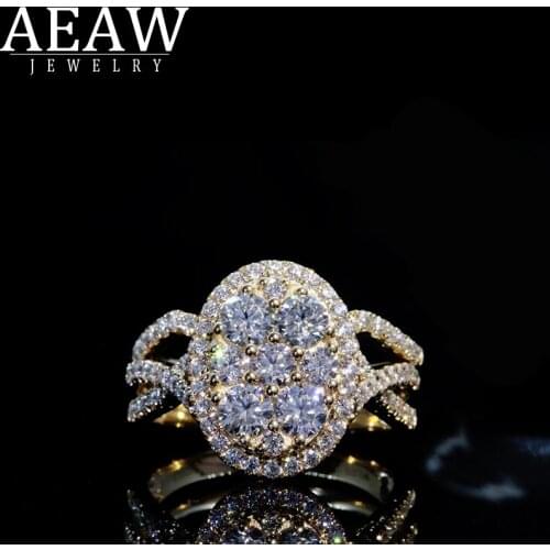 AEAW 7PCS Hot Sale New 2019 Luxury Jewelry 18k yellow gold Round Cut moissanite Cubic Women Wedding Band Ring Set For women