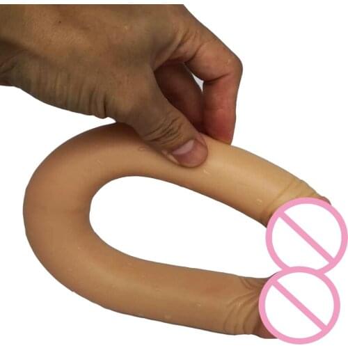 AMABOOM 34*3.5cm Double Dildos Dual Soft Penis Head Long Penis Anal butt Adult Sex Toys for Lesbian Female Double Penetration