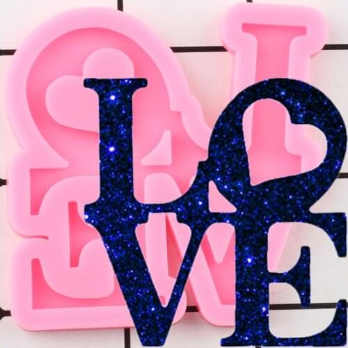 Shiny LOVE Lertter Silicone Mold Epoxy Resin Craft Keychain Jewelry Making Molds Polymer Clay Pendant DIY Handmade Charms Mould