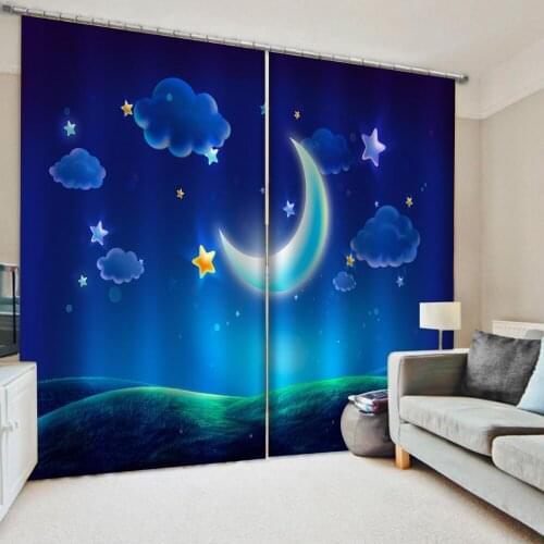 Photo 3D Window Curtain For Living Room Bedroom Drapes Cortinas Customized size blue sky cartoon curtains