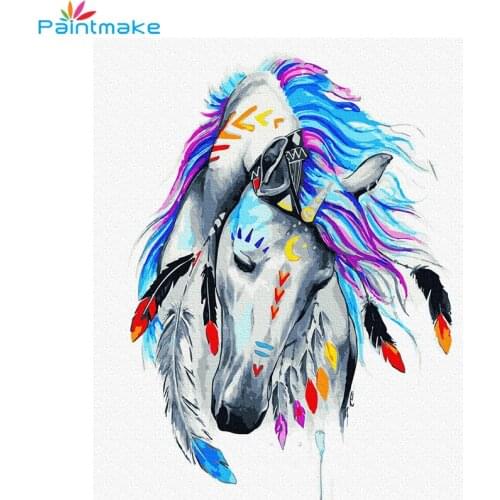 Paintmake Animal DIY Paint By Numbers colorful Horse Oil canvas Painting For Home room decor Wall Art picture gifts