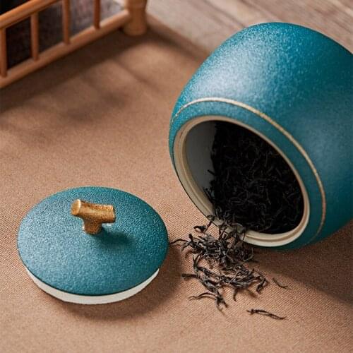 Ceramic Tea Caddy Storage Jar Sealed Canister Tea Pot Sealed Can Household Tea Pot Chinese Pu'er Black Tea Green Tea