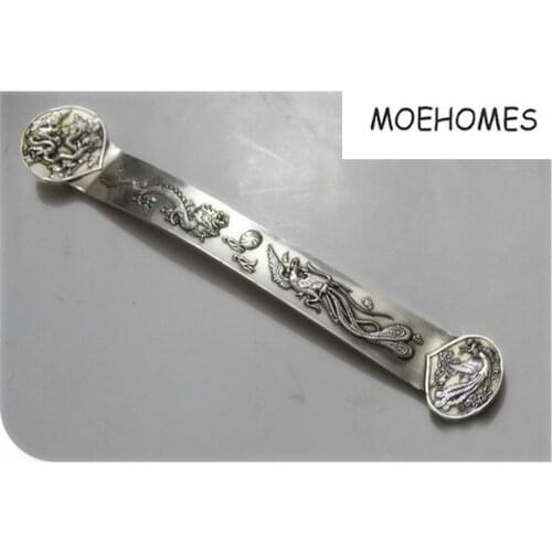 MOEHOMES Chinese miao silver fengshui luck Dragon, phoenix play bead statue RU YI Family decoration metal crafts