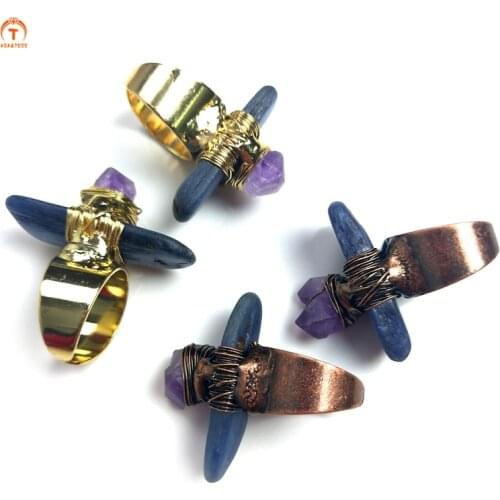 Gemstone Rings Natural Kyanite Rings Handmade Ring Raw Stone Amethyst Quartz Bule Ring Fashion Ring For Women Rings Jewelry Gift