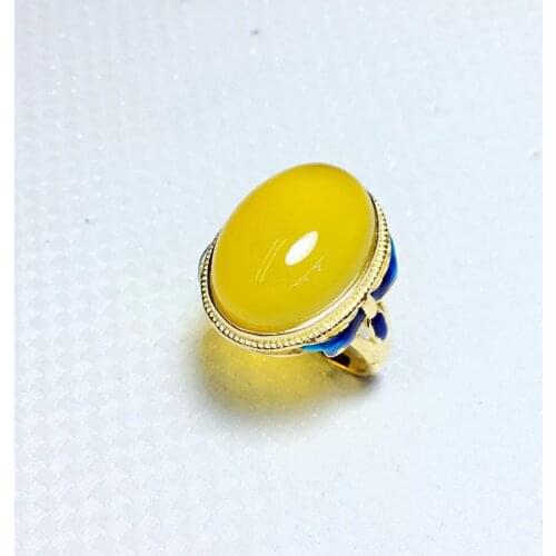 Silver Wholesale S925 Sterling Silver Inlaid Pure Natural Jade Pearl Lace Blue Roasted Blue Open Ended Ring