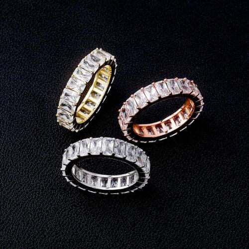 JINAO Iced Out Bling Cubic Zirconia Round Ring Hip Hop Rock Gold-plated Copper High Quality Jewelry Man Women For Couples Gift