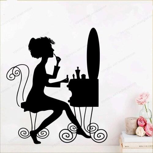 Beautiful Laddy Makeup Removable Art Vinyl Wall Stickers Living Bedroom Wall Decor Home Decoration Murals Stickers QQ1025