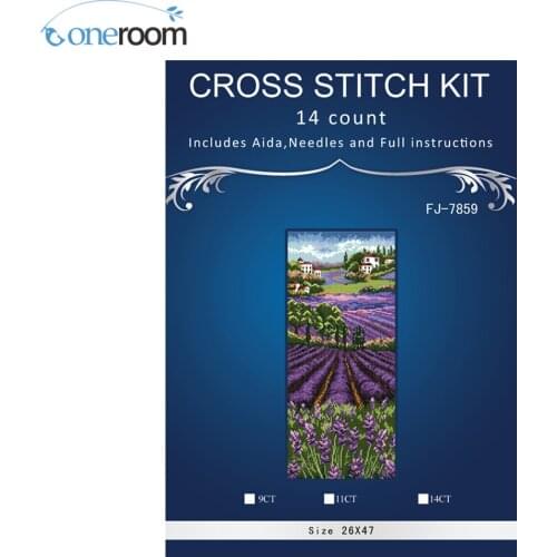 Lavender garden house tree chinese Stitch 14CT similar DMC Cross Stitch,Sets For Embroidery Kits Counted Cross-Stitching