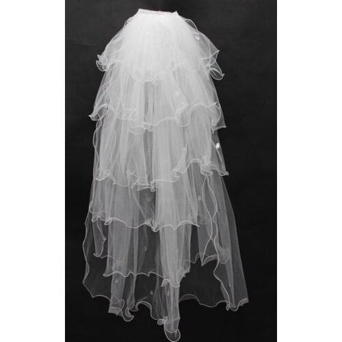 Best Selling Bridal Tulle White Ivory With Comb Wedding Veils Ribbon Edge Multi Layer Cheap Bridal Veil