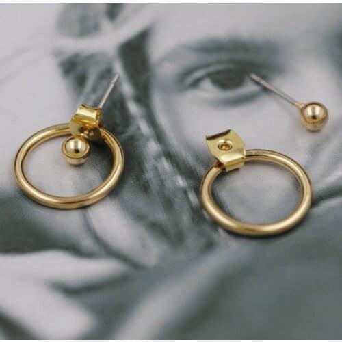 Fashion Bohemian Vintage Earrings Jewelry Cute Gold Color Geometric Round Metal Stud Earrings Jewelry Best Gift for Women Girl