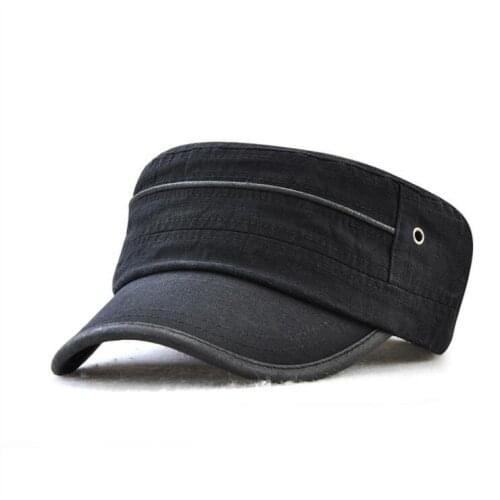 Trendy fashion mens and womens flat-top hats edging military caps outdoor all-match sun hats