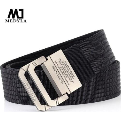 Fashion Canvas Belt Double Ring Metal Buckle Men Belt Comfortable Cowboy Jeans Belt Black Outdoor Sport Casual Male Waistband