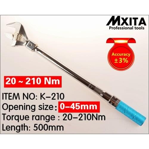 MXITA OPEN Torque Wrench 20-210Nm accuracy 3% Insert Ended head 0-45mm Adjustable Torque Wrench Interchangeable Hand Spanner