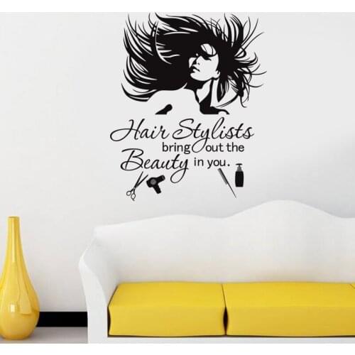 Beauty Salon Sticker Hair Salon Wall Decal Barber Shop Scissor Vinyl Window Decals Decor Mural Hairdresser Glass Sticker