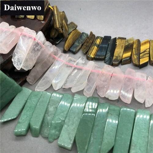 Natural Stone Green Aventurine Rose Quartz Tiger Eye Strip Irregular 40cm/strand