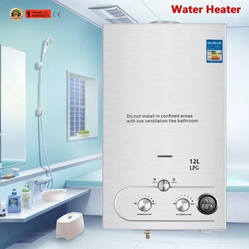 Stainless Steel Home Use 12L GAS LPG Hot Water Heater Propane Tankless Instant Boiler CE Approved