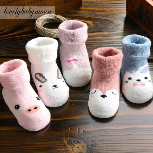 5 pairs/batch of new cotton thick newborn baby toddler socks autumn and winter warm baby foot socks boy and girl baby socks