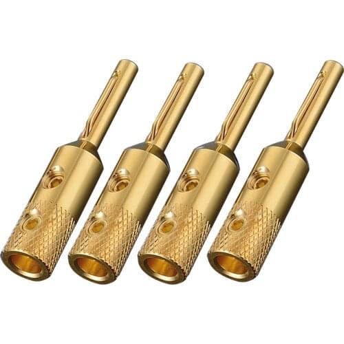 New 4PCS Viborg VB401G Audio Pure Copper Gold Plated Banana Plug Speaker Cable Plug DIY Speaker Cable plug