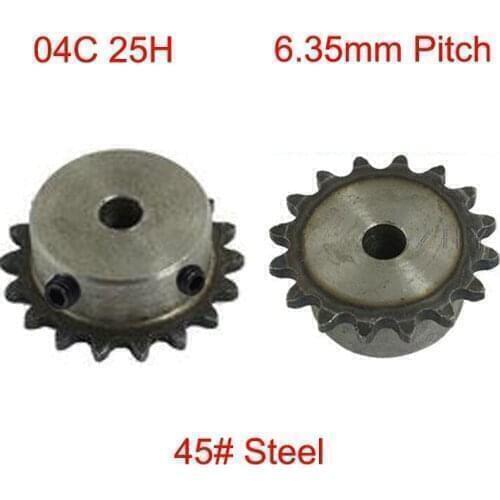 04C 25H 16 18 Tooth 5mm 6mm 8mm 10mm 12mm Pilot Bore 6.35mm Pitch Single Row Screw Hole Simplex Gear Chain Drive Sprocket Wheel