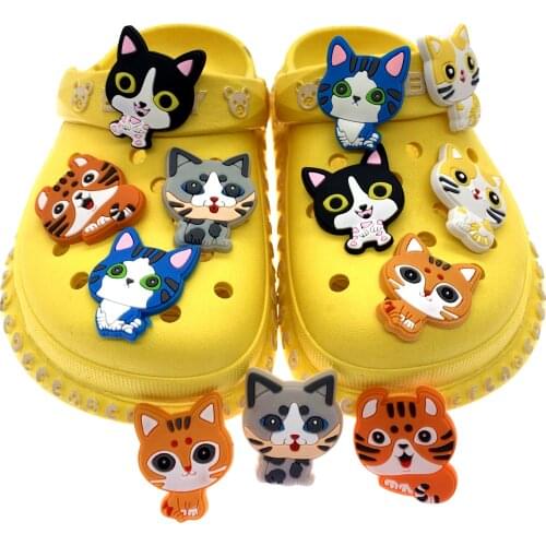 Wholesale 50PCS Mix Cartoon Animal Cat Silicon Soft Shoes Decoration Shoe Charms Baby Kids Party Gifts Accessories Croc Jibz