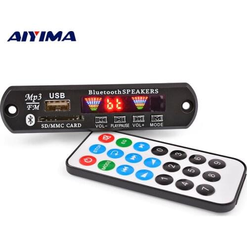 AIYIMA 12V Bluetooth MP3 Decoder Board 4 Color Display USB FM APE FLAC Lossless Decoding Wireless Bluetooth 5.0 Module Handsfree