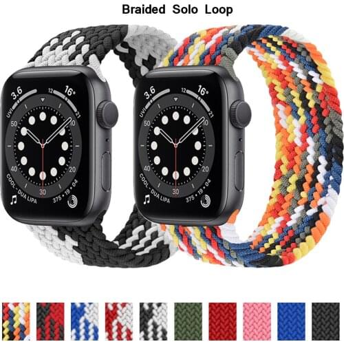 New Braided Solo Loop For Apple Watch Band 6 44mm 40mm 42mm 38mm Fabric Nylon Elastic Belt Bracelet iWatch Series 3 4 5 SE Strap