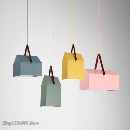 Nordic Color Macarons Pendant Lights Modern Creative Iron Hanging Lamps Kitchen Living Room Bedroom Bedside Lighting Fixtures