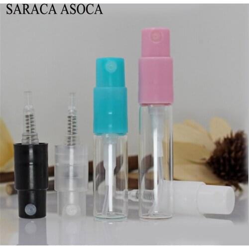 2ml 3ml Portable Mini Perfume Bottle Pink Spray Glass Empty Bottle Cosmetics Bottled Spray Bottle 100Pcs/Lot