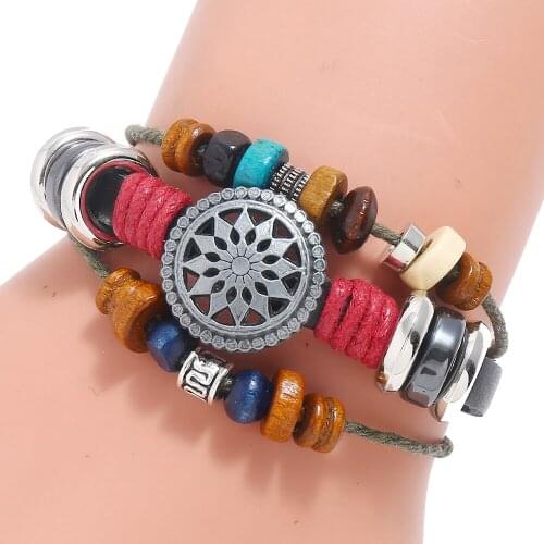 Retro Style Leather Bracelet Versatile Beaded Leather Bracelet Supply by manufacturer directly