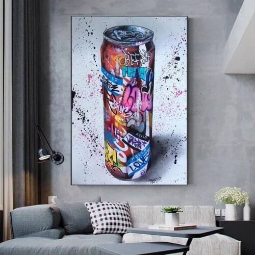 Nordic Graffiti Art Printed Poster Abstract Color Wine Bottle Canvas Oil Painting Modern Wall Painting Living Room Home Decor