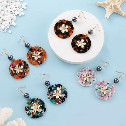 SophiaXuan Big Geometric Round Earrings 2021 Women Trendy Hawaiian Polynesian Plumeria Drop Earring Earring Jewelry Accessories