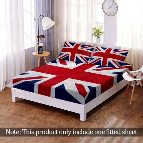 Custom Modern 3D Print Fashion National Flag Fitted Sheet Queen King Size Elastic Band Bed Sheet Home Bedroom Decoration