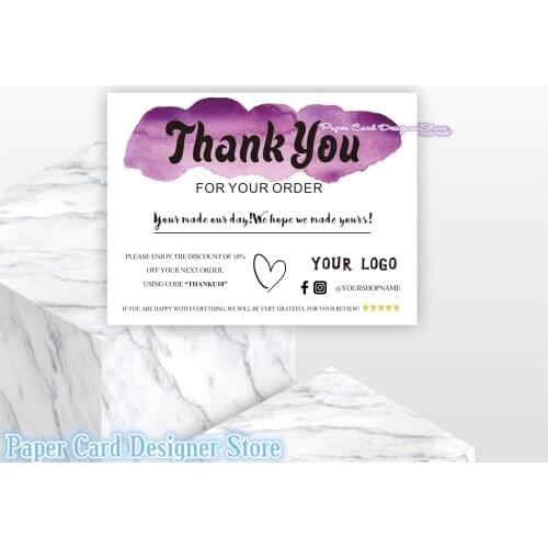 Custom MODERN Business Thank You Insert card Thank You For Your Order Packaging Cards Media Social Cards Shop Packaging Card
