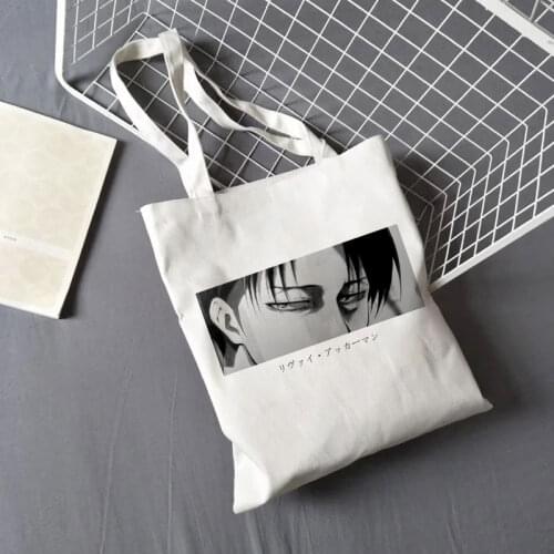 Women Attack On Titan Bag Cartoon Letter Print Japanese 2021 Summer Large Capacity Fashion Punk Fun Vintage Shoulder Canvas Bags
