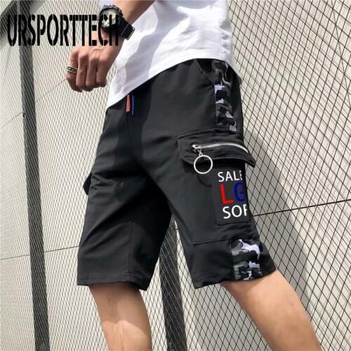 URSPORTTECH Summer Shorts Men Boys Overzied Casual Gym Sportswear Short Homme Streetwear Elastic Waist Men Shorts Brand Clothing