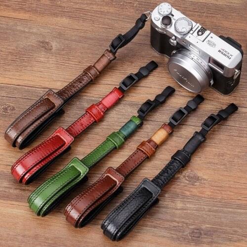 Vintage Genuine Leather Camera Strap Grip Mirrorless Digital Camera Lanyard Wrist Strap for Sony/Leica/Olympus/Panasonic/Fuji